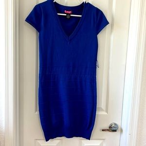 Blue sweater dress.